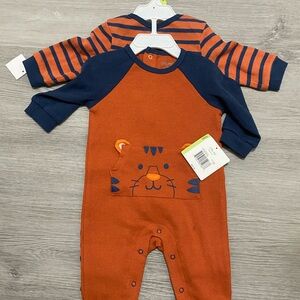 Little Me Orange and Navy Tiger One Piece